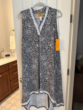 Ruby Rd. Black & White Paisley High-Low Sleeveless Dress